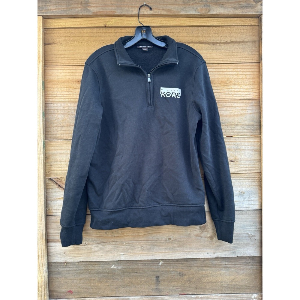 Michael Kors Sweatshirt jacket top quarter zip long sleeve‎ Size Medium Black